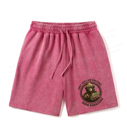 Pagewings Only You Can Prevent Book Burnings Unisex Washed Shorts