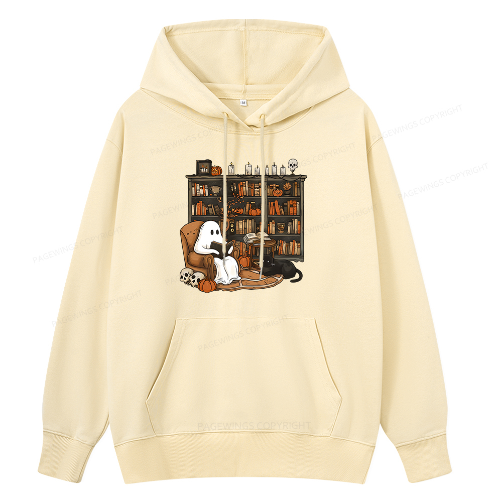 Pagewings Halloween Ghost Reading Books Unisex Classic Hoodie