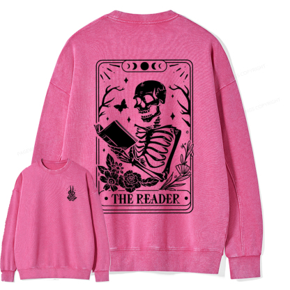 Pagewings The Reader Tarot Card Front And Back Printing Shirt Unisex Washed Sweatshirt