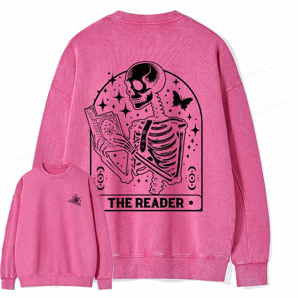 Pagewings The Reader Tarot Card Shirt Unisex Washed Sweatshirt
