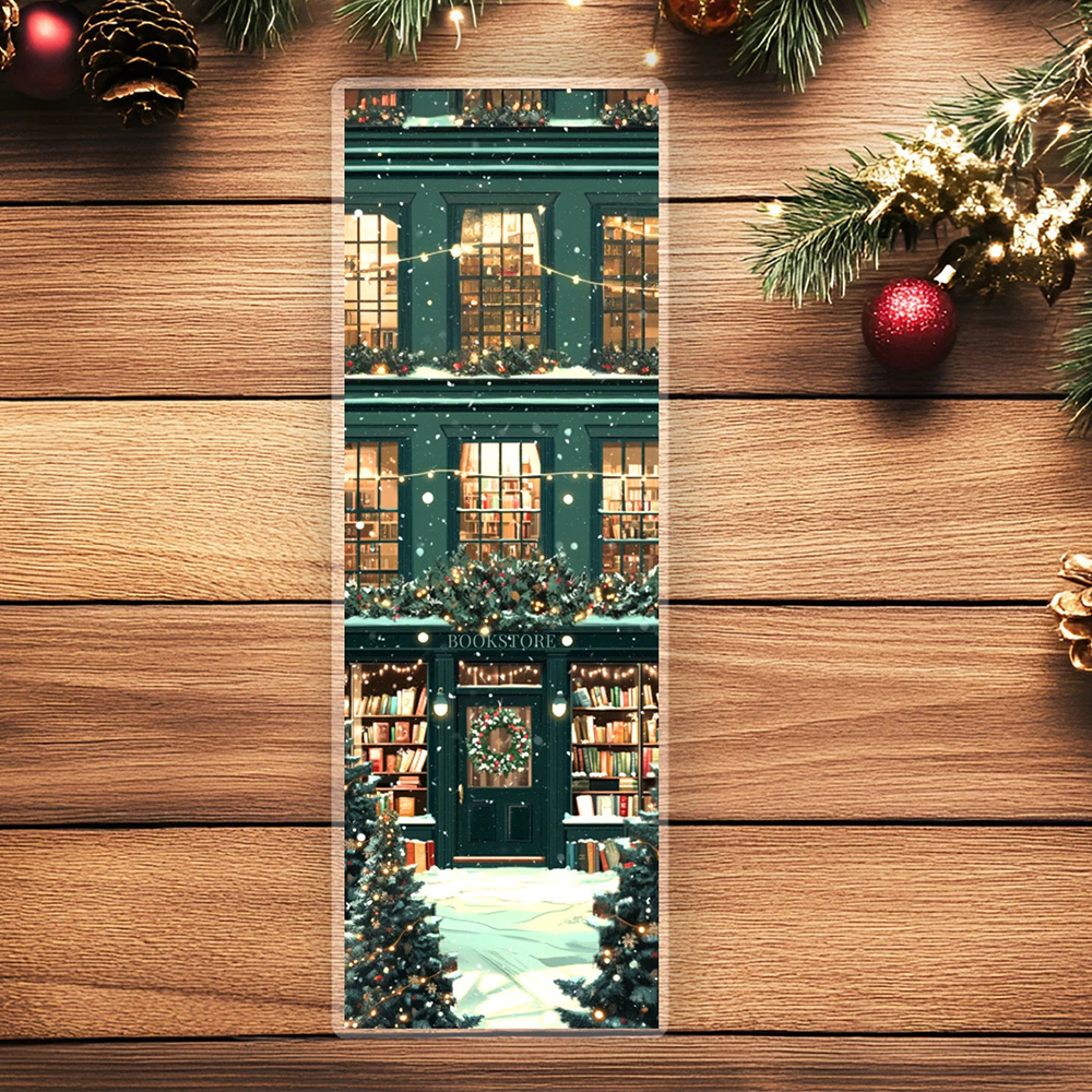 Pagewings Cozy Christmas Bookstore Bookmark