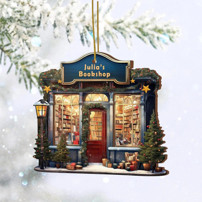 Pagewings Personalized Bookshop Wooden Ornament