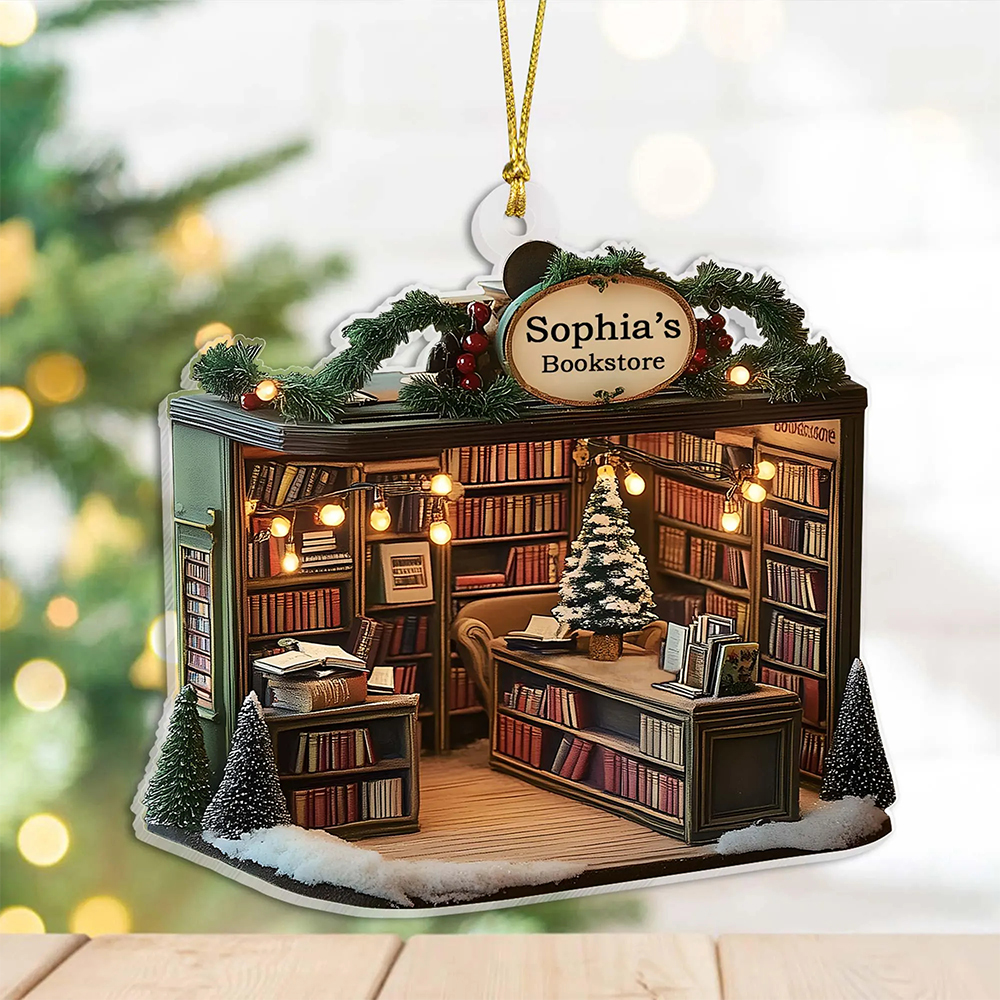 Pagewings Personalized Bookshop Wooden Ornament