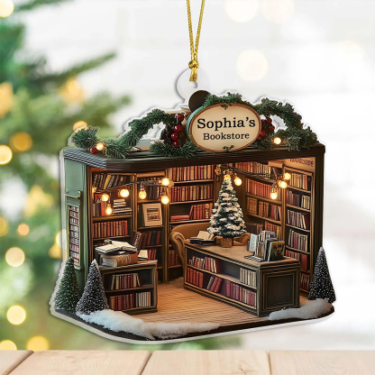 Pagewings Personalized Bookshop Wooden Ornament