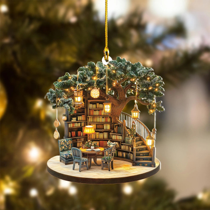 Pagewings Cozy Literary Christmas Vibe Ornament