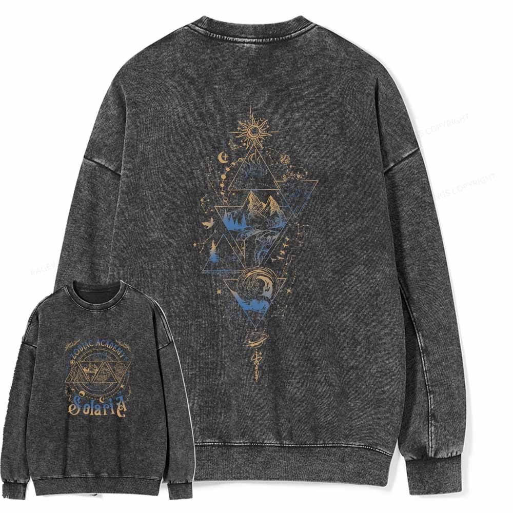 Pagewings Zodiac Academy Graphic Tee - Astrology Unisex Washed Sweatshirt