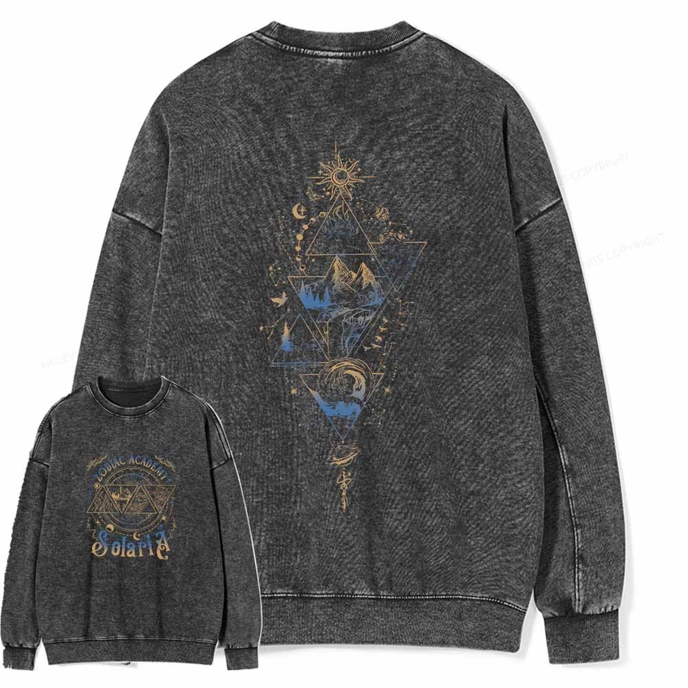 Pagewings Zodiac Academy Graphic Tee - Astrology Unisex Washed Sweatshirt