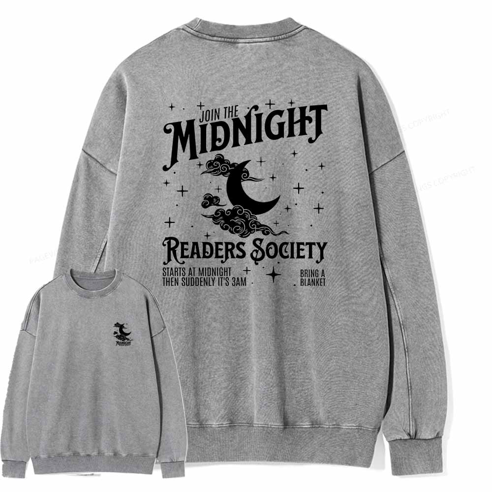 Pagewings Late night readers book club Unisex Washed Sweatshirt