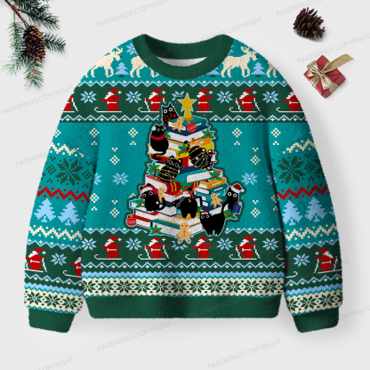 Pagewings Christmas Cat Unisex Ugly Knit Sweatshirt