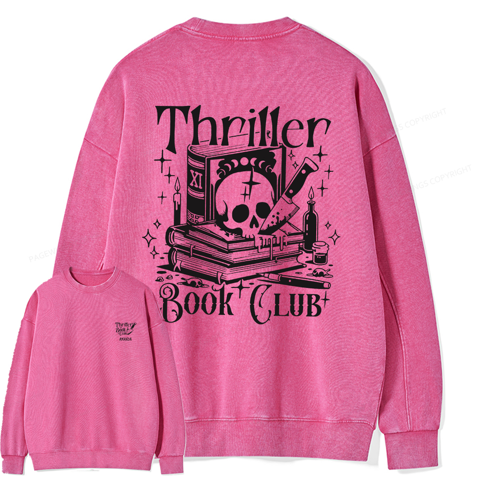 Pagewings Thriller Book Club Shirt Unisex Washed Sweatshirt