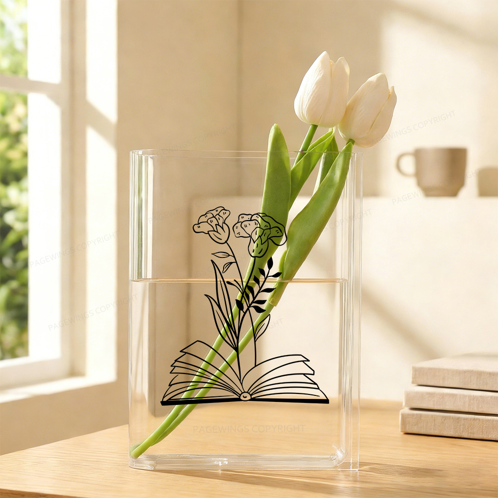 Pagewings Floral Book Lover Acrylic Book Vase