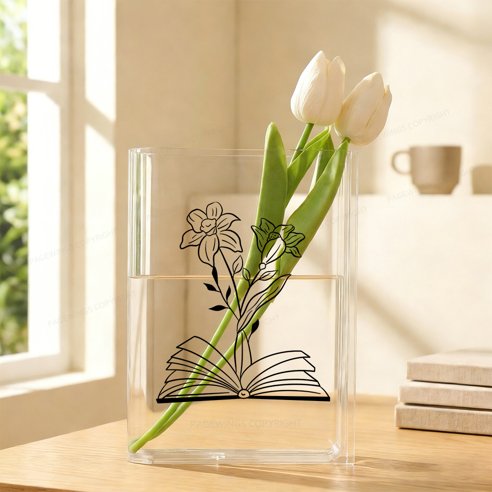 Pagewings Floral Book Lover Acrylic Book Vase