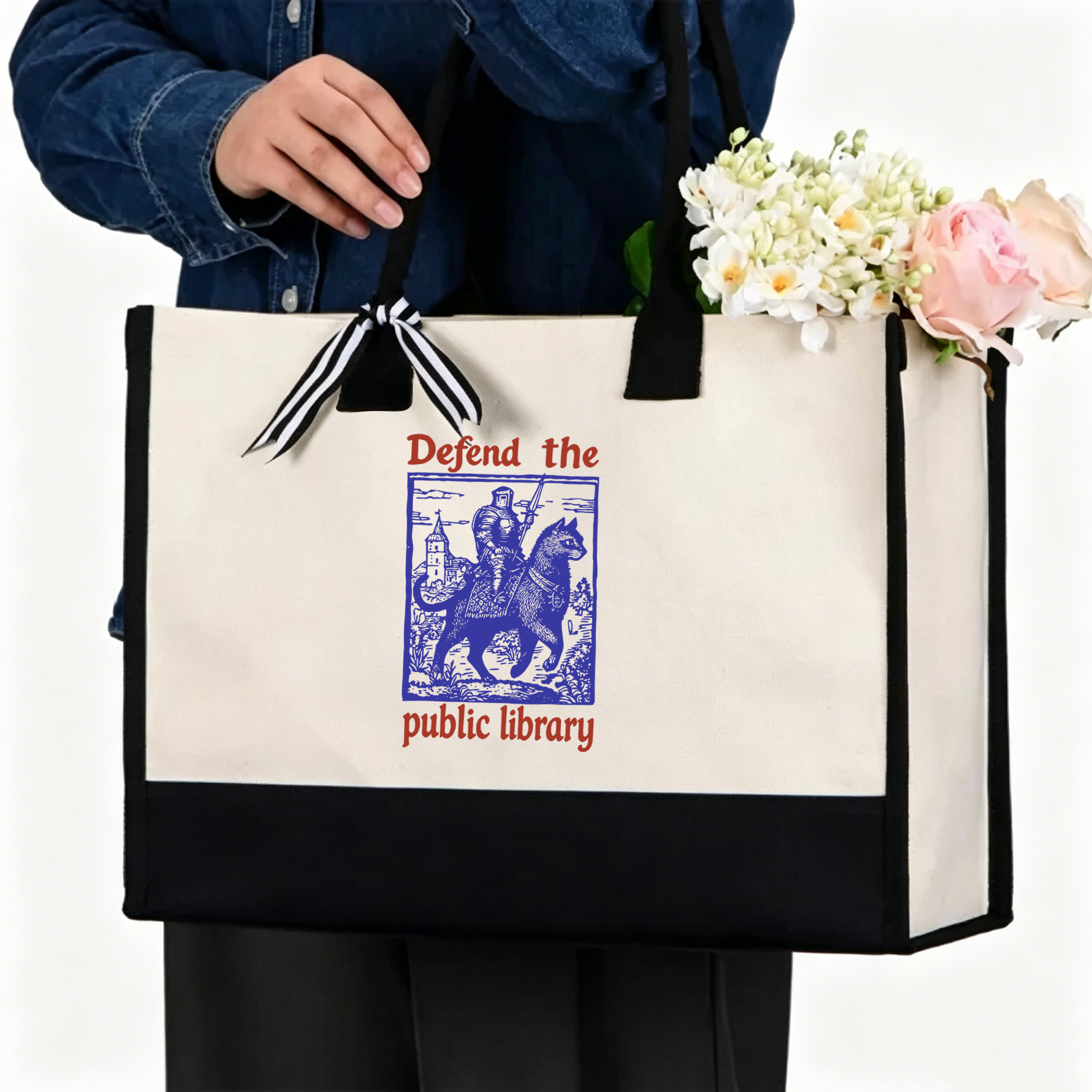 Pagewings Defend the Public Library12732 Large Tote Bag