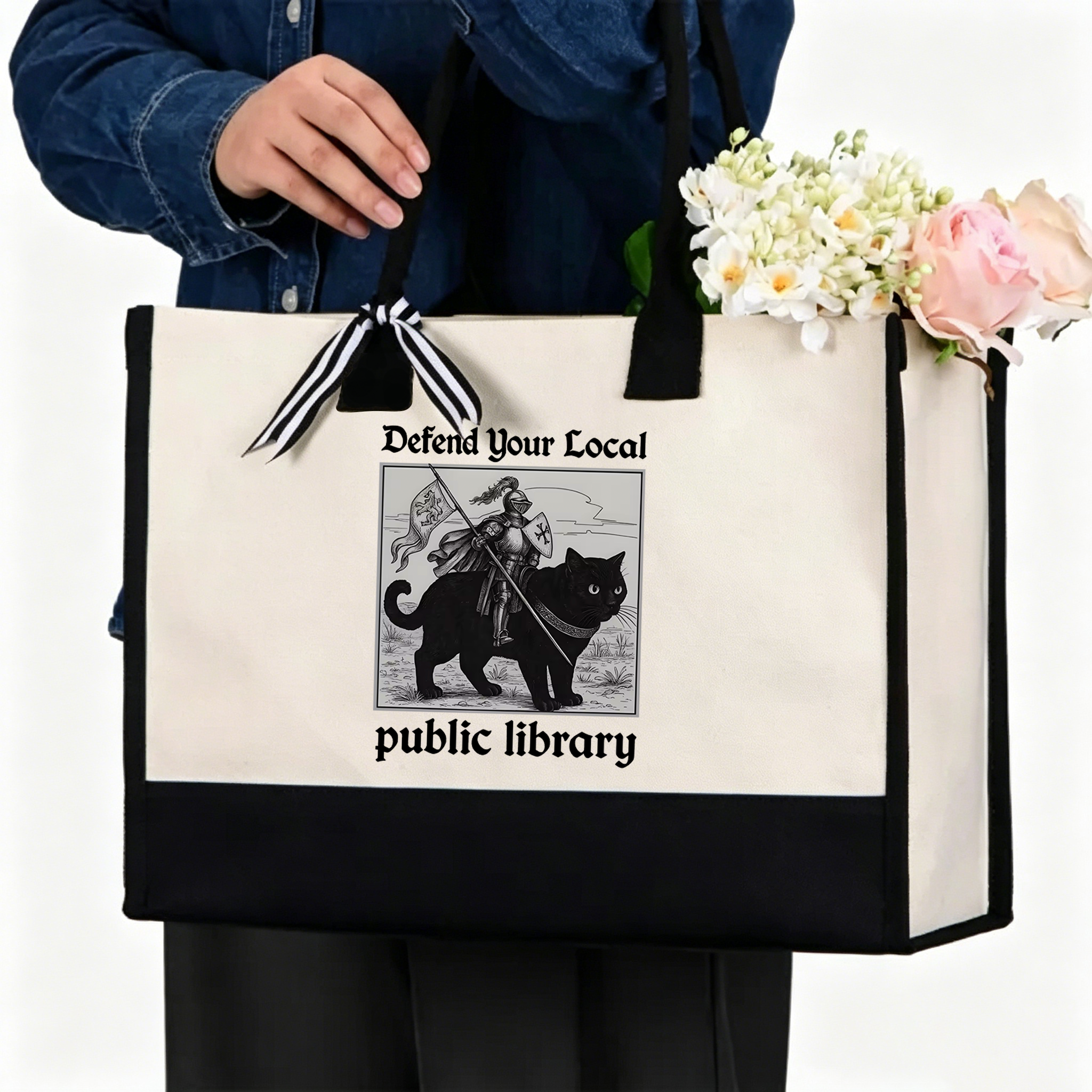 Pagewings Defend Your Local public library12628 Large Tote Bag