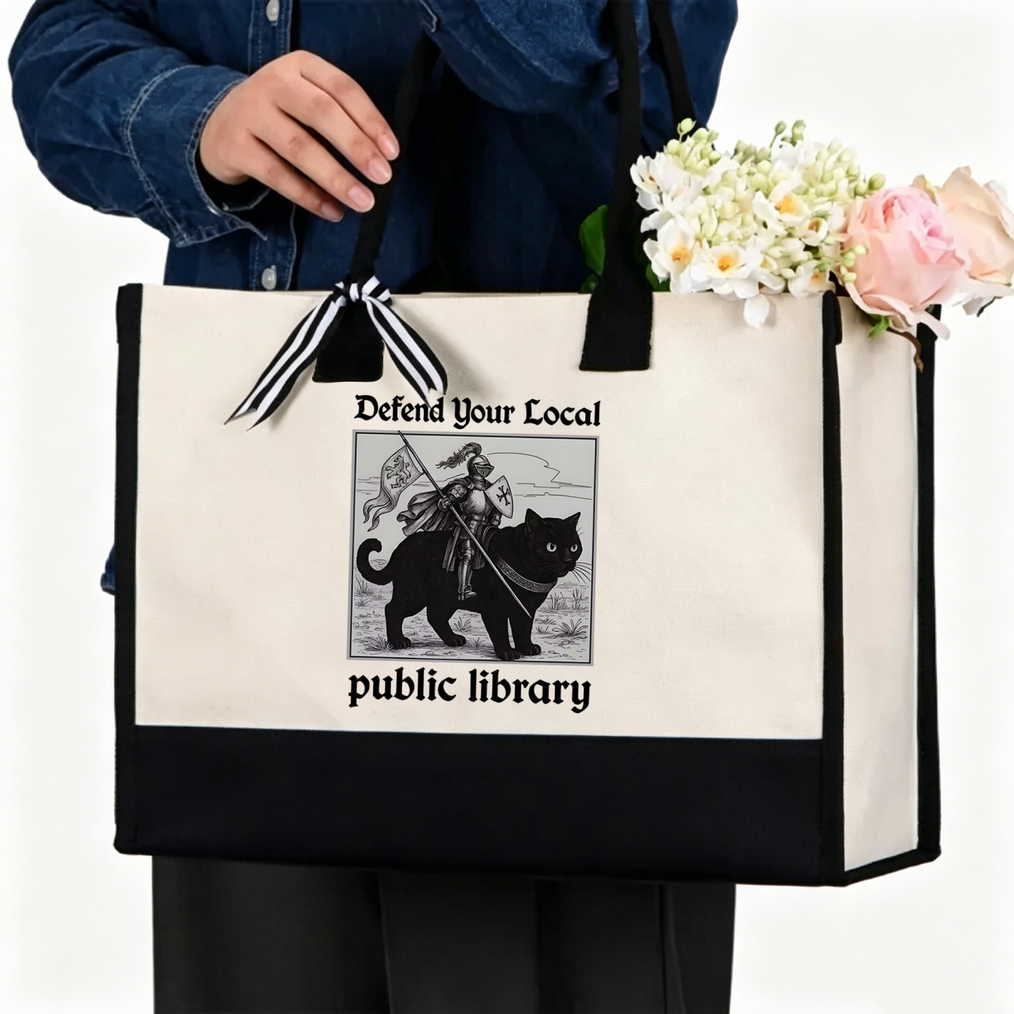 Pagewings Defend Your Local public library12628 Large Tote Bag