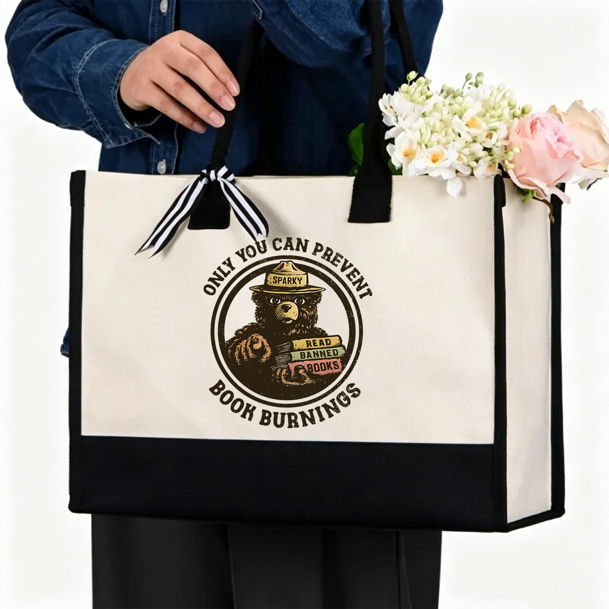 Pagewings Only You Can Prevent Book Burnings10703 Large Tote Bag