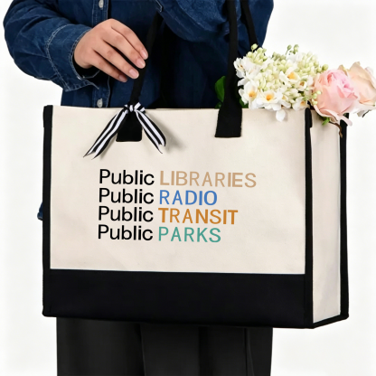 Pagewings Public Libraries Radio11558 Large Tote Bag