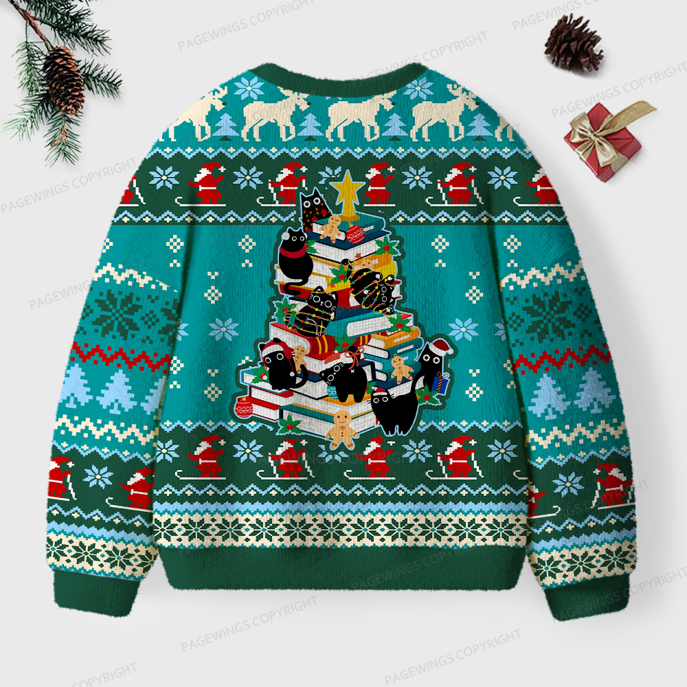 Pagewings Christmas Cat Unisex Ugly Knit Sweatshirt