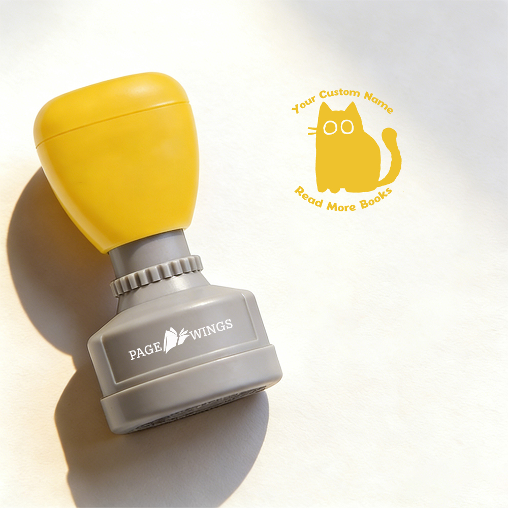 Pagewings Personalized Name Cat Books Stamp