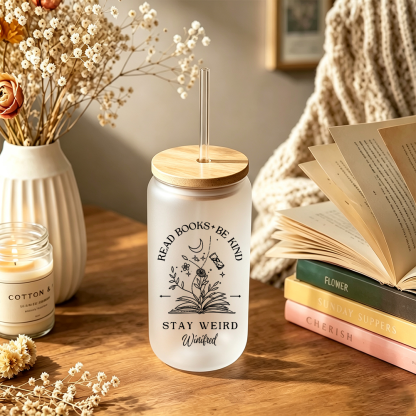 Pagewings Personalized Read Books Glass Can Tumbler