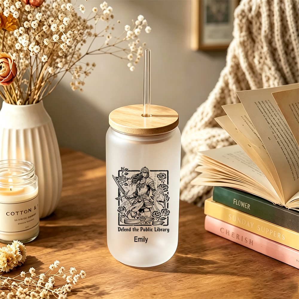 Pagewings Personalized Support Your Libraries Glass Can Tumbler