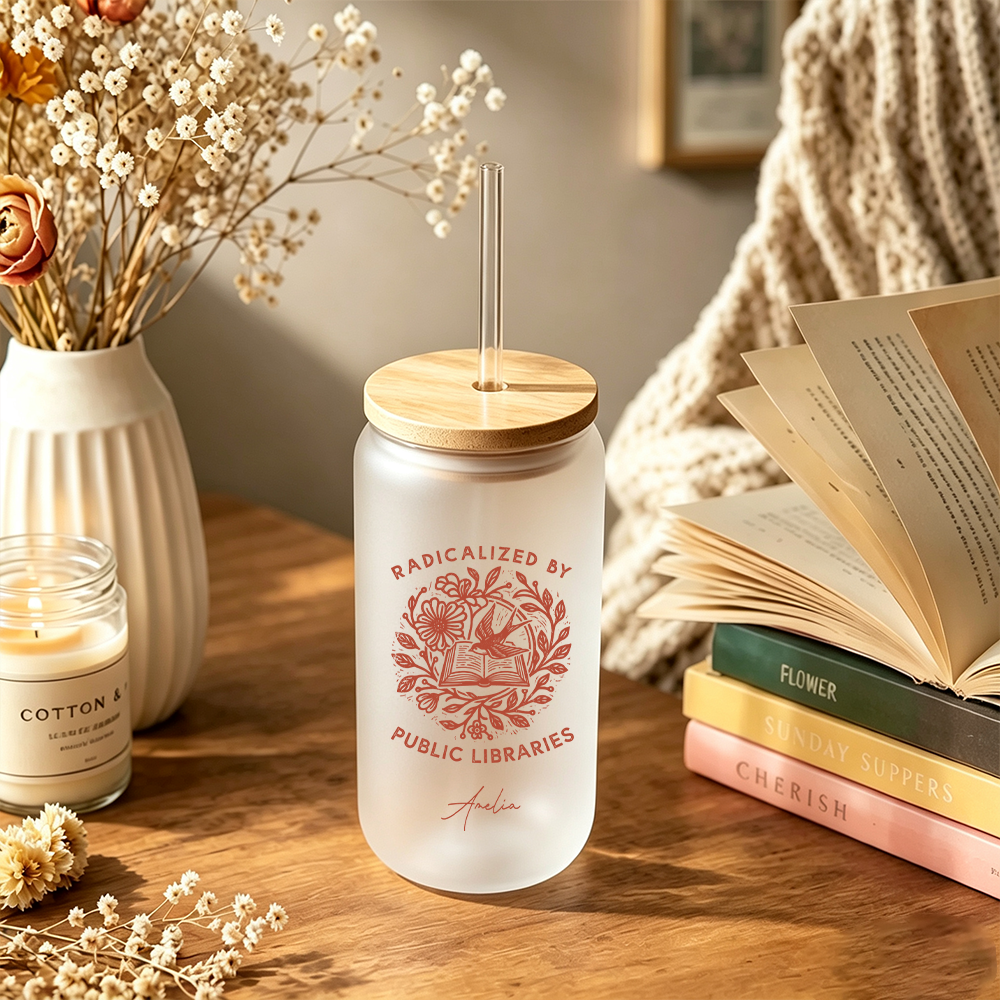 Pagewings Personalized Public Libraries Glass Can Tumbler