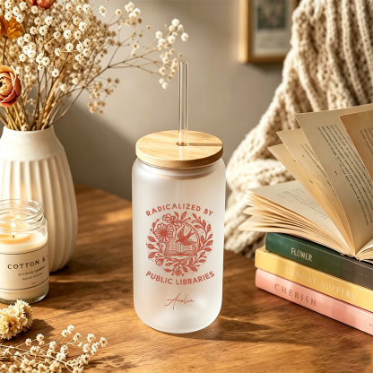 Pagewings Personalized Public Libraries Glass Can Tumbler