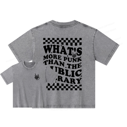 Pagewings punk the public library Unisex Kids Washed T-shirt