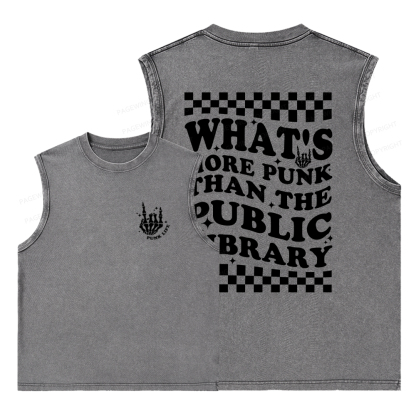 Pagewings punk the public library Unisex Washed Tank Top