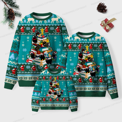 Pagewings Christmas Cat Unisex Ugly Knit Sweatshirt