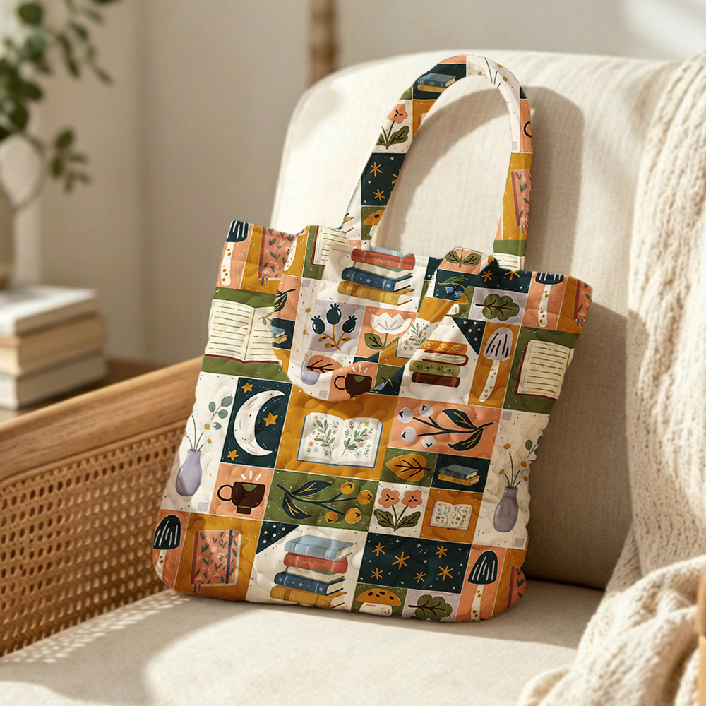 Pagewings Bookish Vibe Quilted Tote Bag