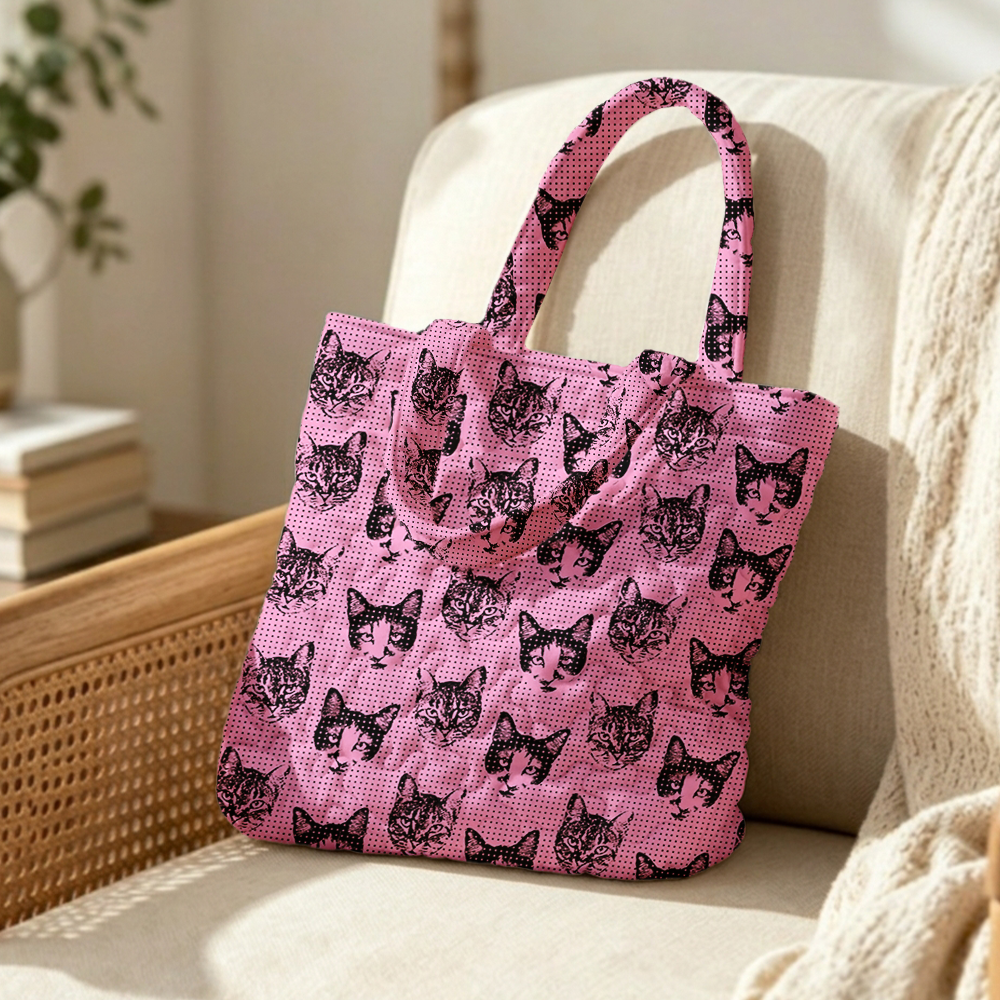 Pagewings Reading Cat Quilted Tote Bag