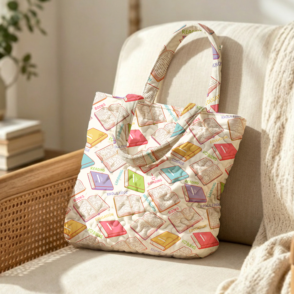 Pagewings Bookish Vibe Quilted Tote Bag