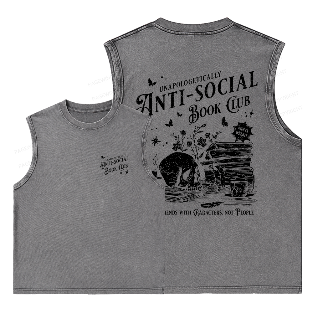 Pagewings Anti-social Book Club Comfort Colors Unisex Washed Tank Top