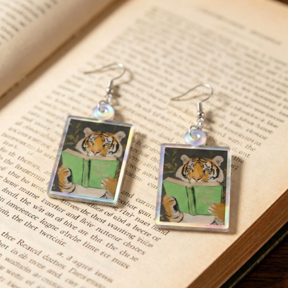 Pagewings Reading Tiger Earrings