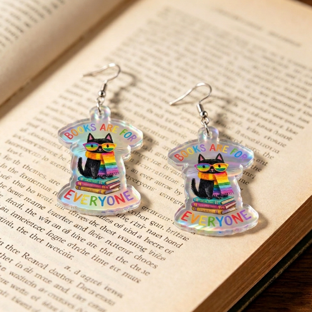 Pagewings Reading Cat Earrings