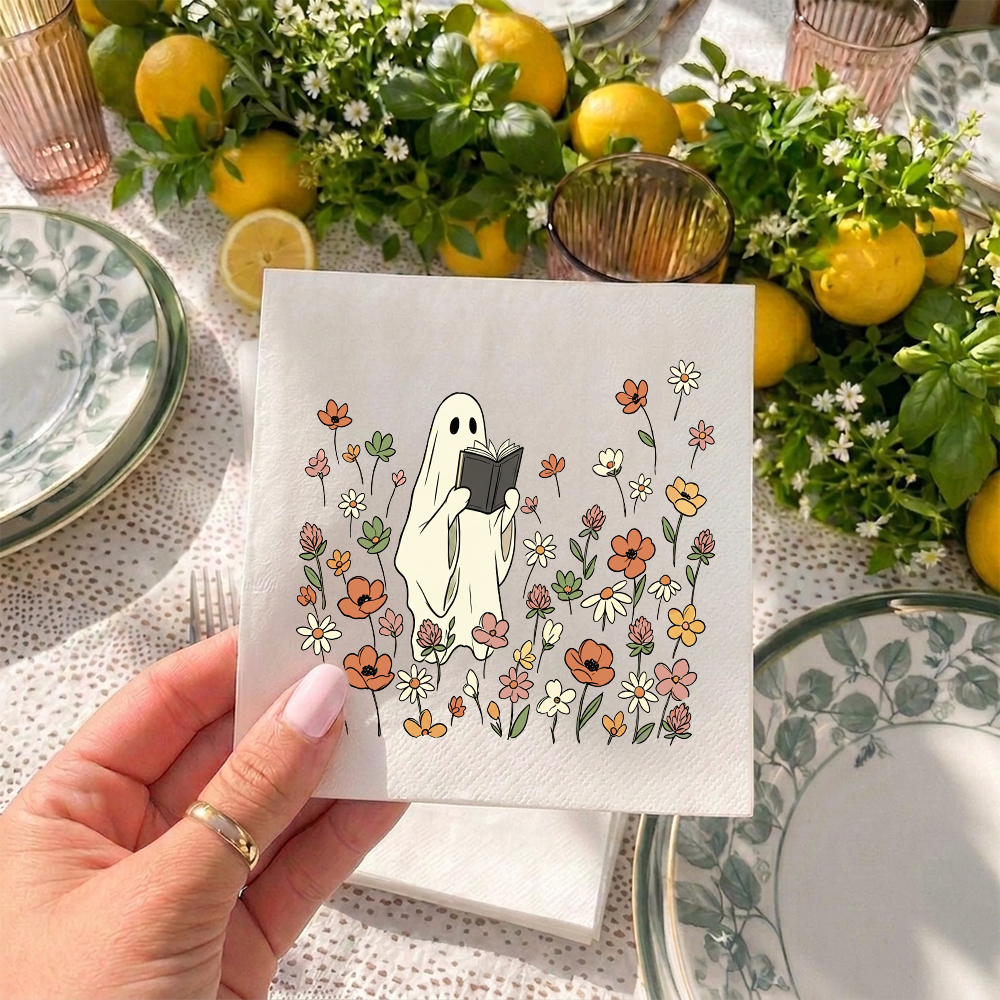 Pagewings Halloween Ghost Book Lover Paper Napkins 