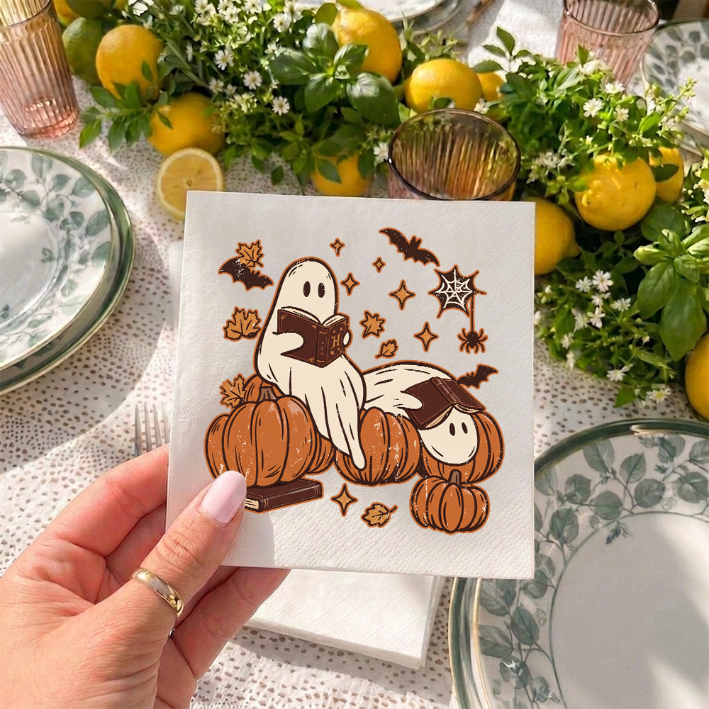 Pagewings Halloween Ghost Book Lover Paper Napkins 