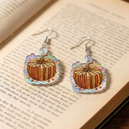 Pagewings Fall Book Pumpkin Earrings