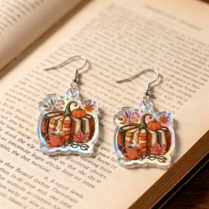 Pagewings Fall Book Pumpkin Earrings