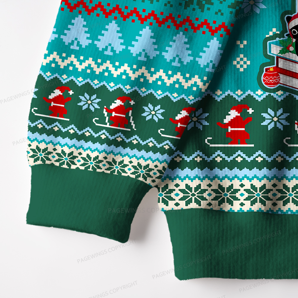 Pagewings Christmas Cat Unisex Ugly Knit Sweatshirt