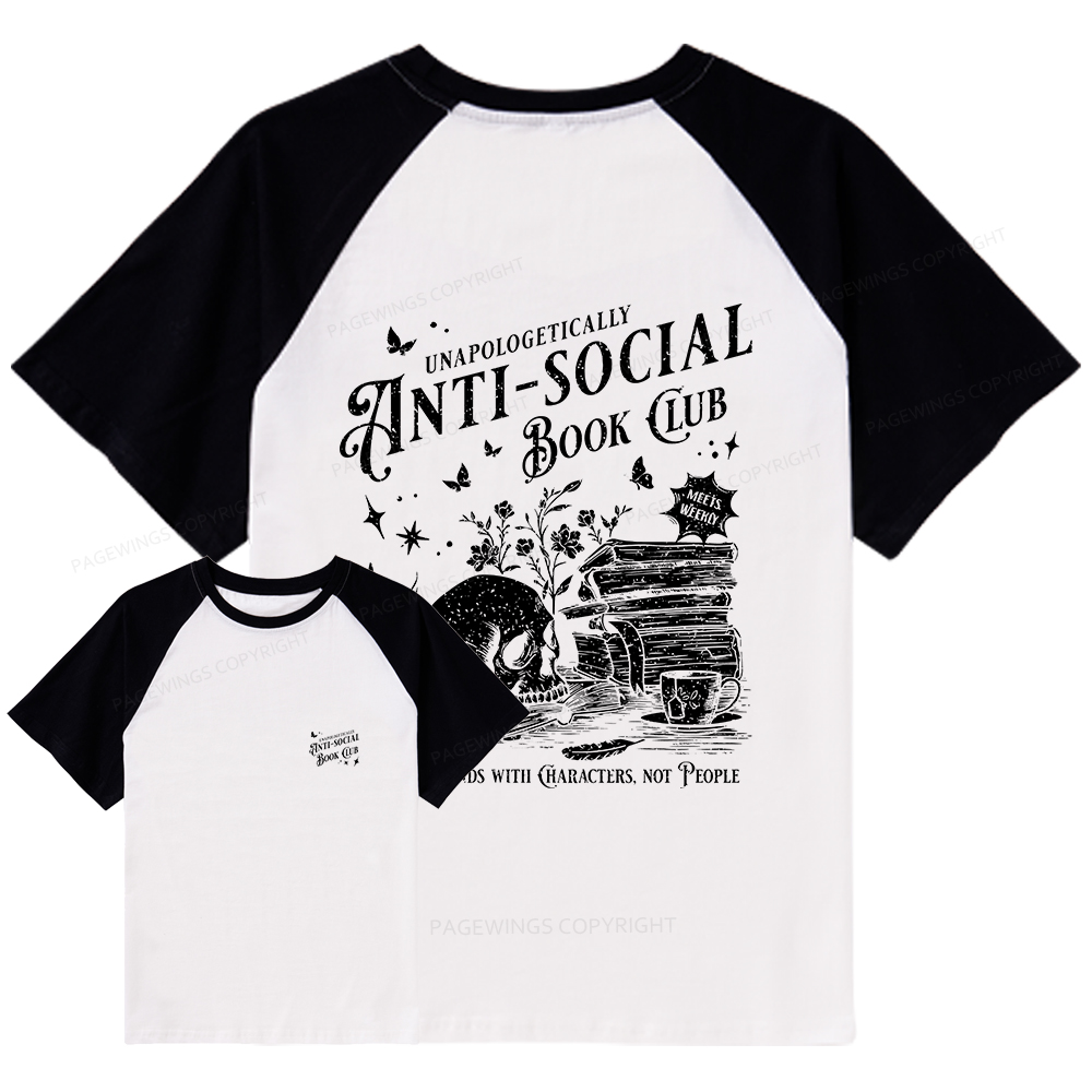 Pagewings Anti-social Book Club Comfort Colors Shirt Raglan T-shirt