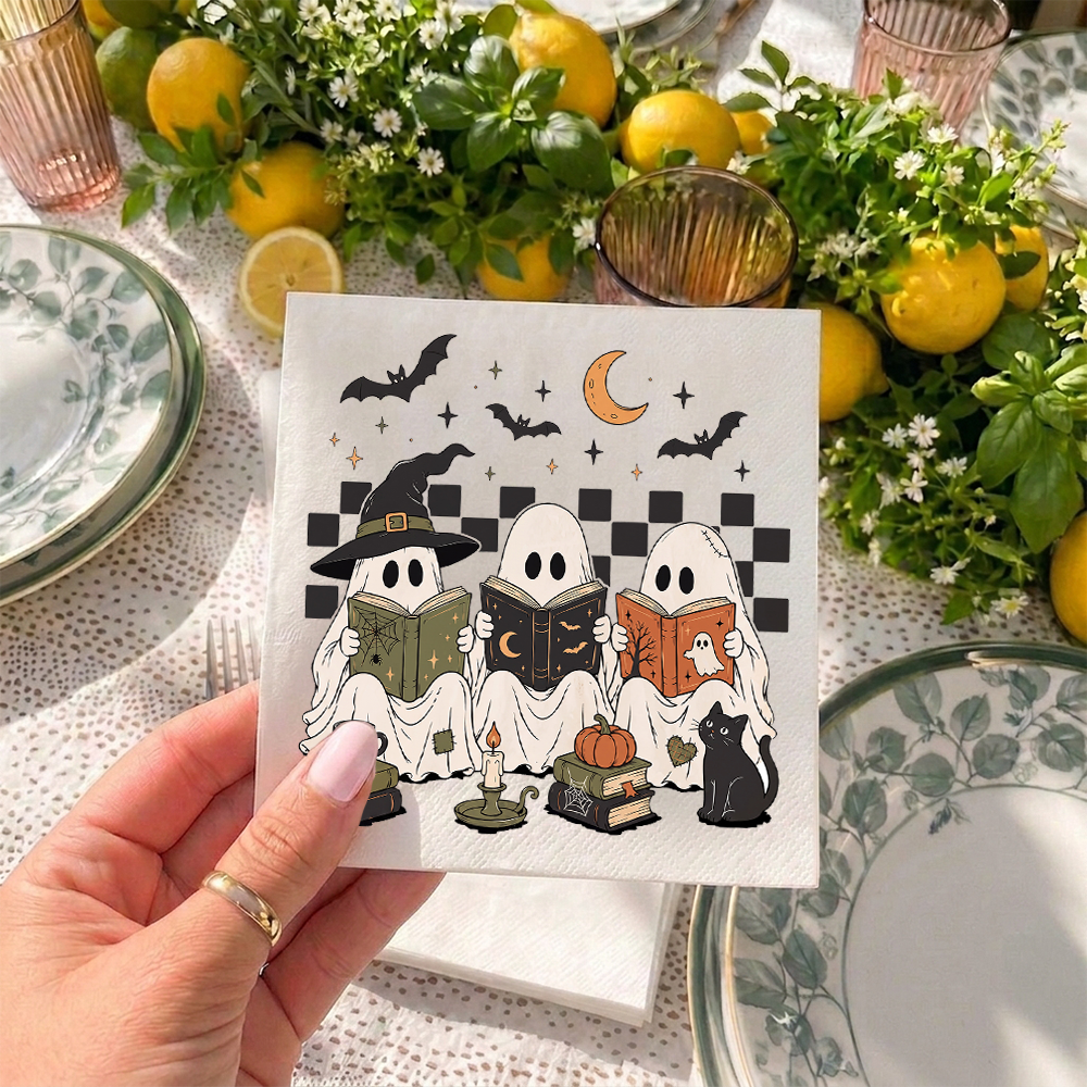 Pagewings Halloween Ghost Book Lover Paper Napkins