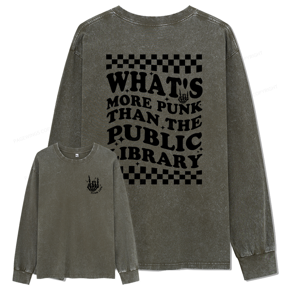 pagewings punk the public library Unisex Washed Long Sleeve T-shirt