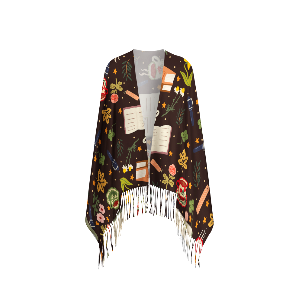 Pagewings Autumn Reading Long Fringe Scarf