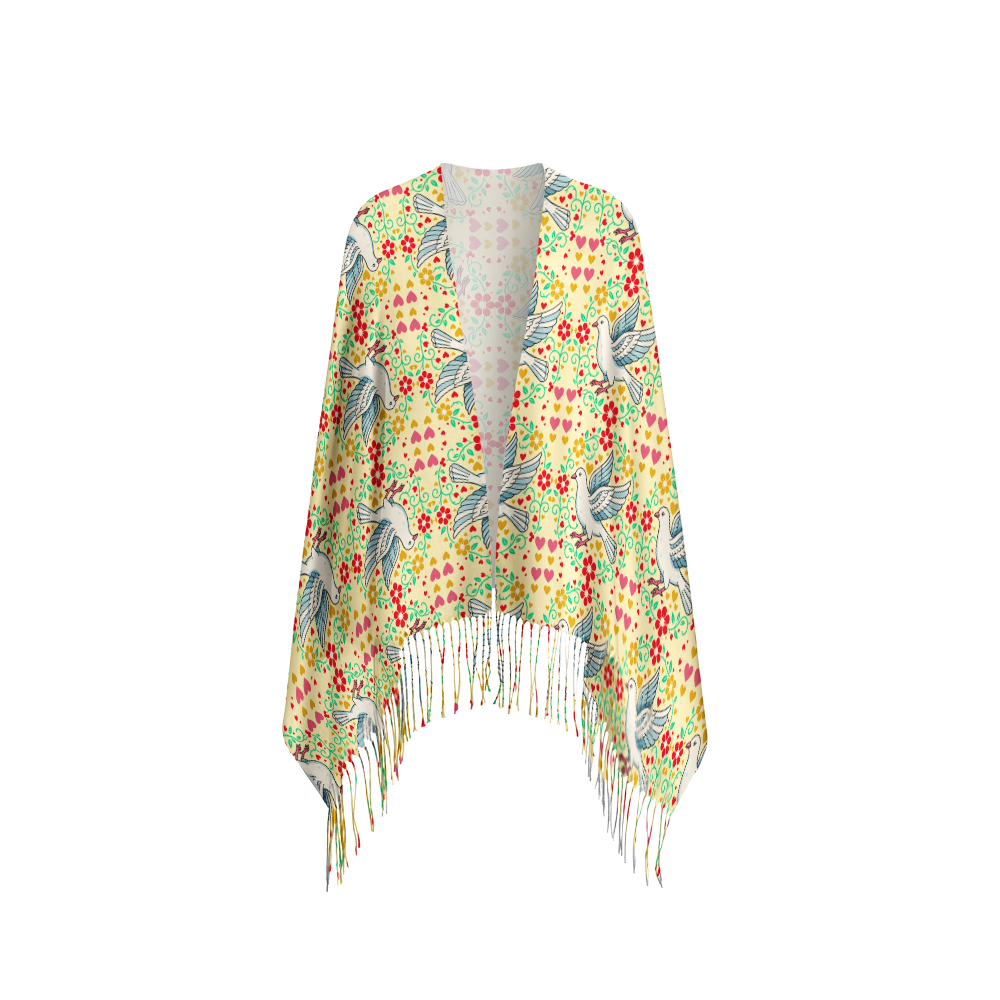 Pagewings Library Stamp Long Fringe Scarf