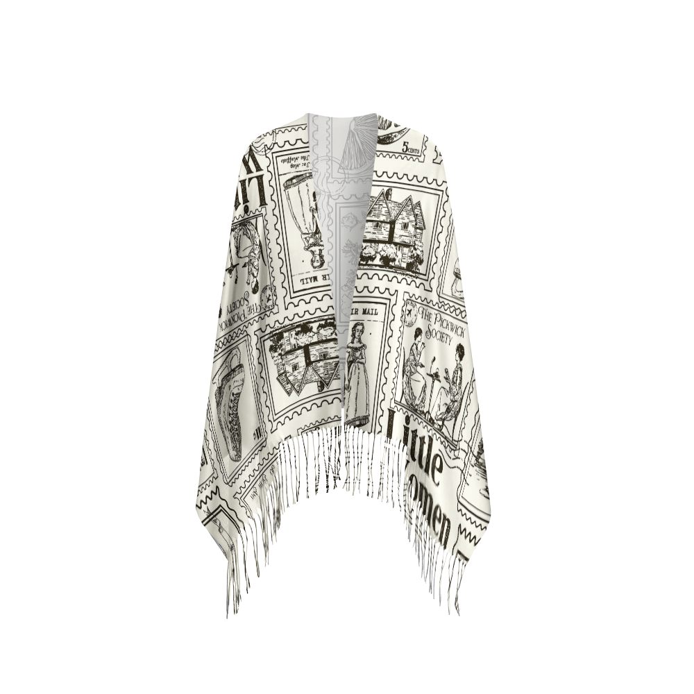 Pagewings Vintage Literature Long Fringe Scarf