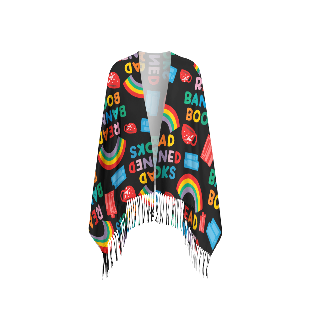 Pagewings Read Banned Books Long Fringe Scarf