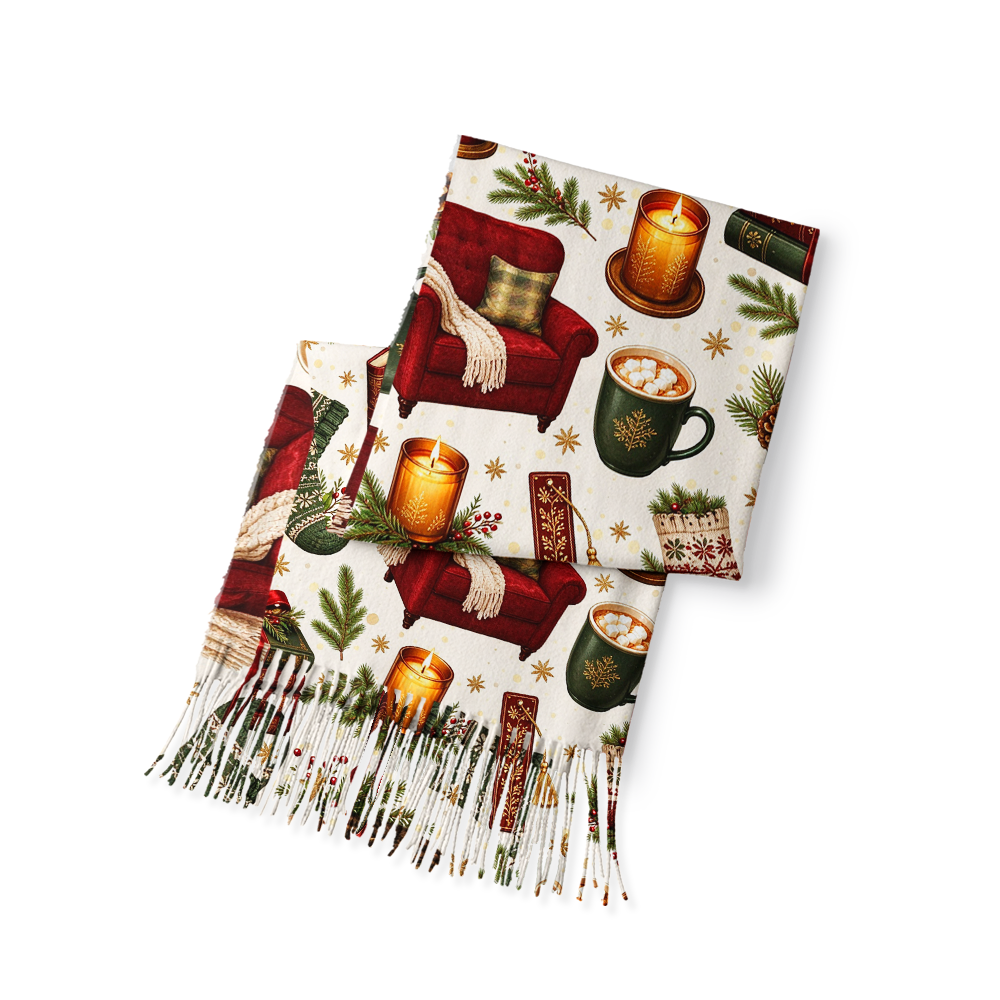Pagewings Christmas Reading Long Fringe Scarf 