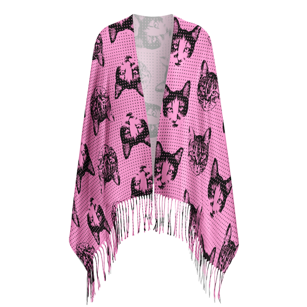 Pagewings Cat Reading Long Fringe Scarf